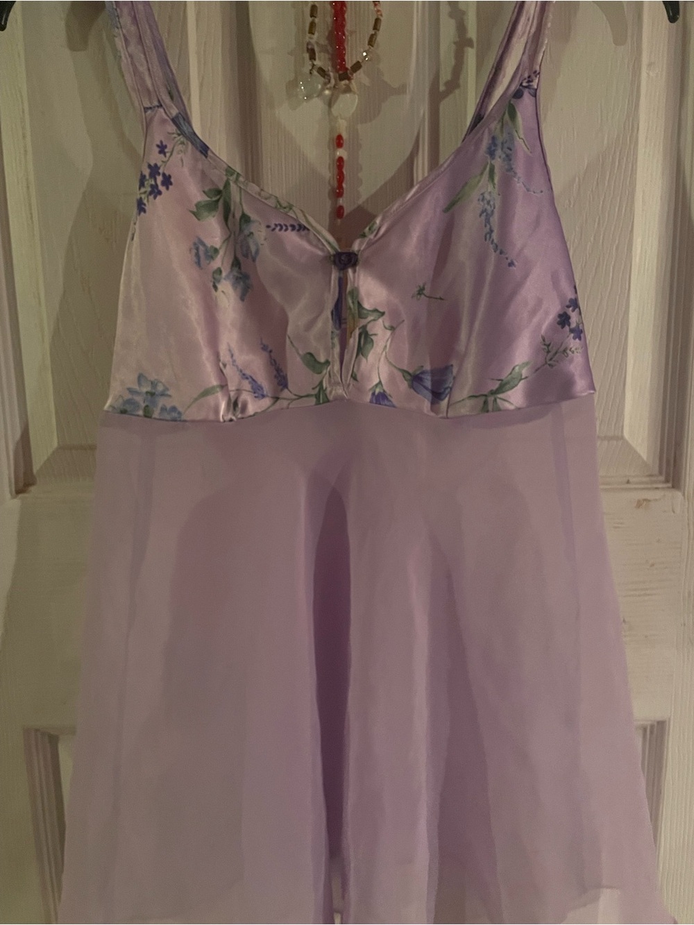 Secret Treasures Lavender Floral Satin & Chiffon Camisole Top